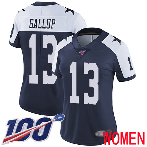 Women Dallas Cowboys Limited Navy Blue Michael Gallup Alternate #13 100th Season Vapor Untouchable Throwback NFL Jersey->dallas cowboys->NFL Jersey